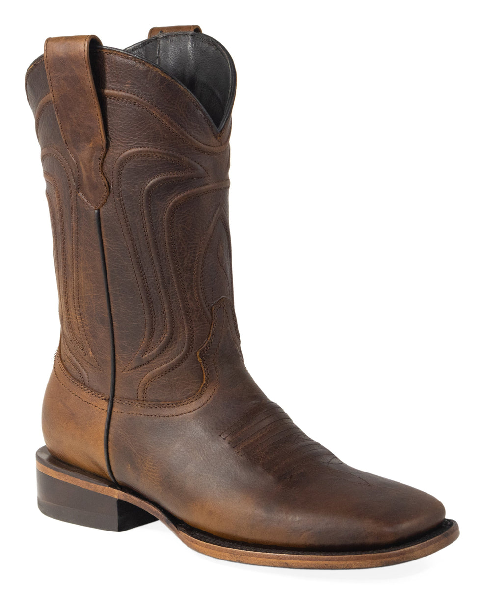 Silverton Men's Genuine Leather Austin Western Boots - Wide Square Toe, Honey Color, Handcrafted In Mexico