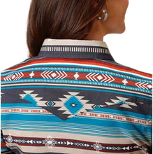 Load image into Gallery viewer, Roper Women’s Aztec Blanket Print Long Sleeve Horizontal Print Shirt (Blue) 03-050-0067-0310