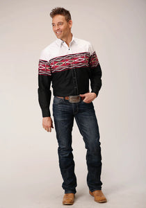 Roper Men's Tribal Border Long Sleeve Snap Shirt 03-001-0431-0409 BL