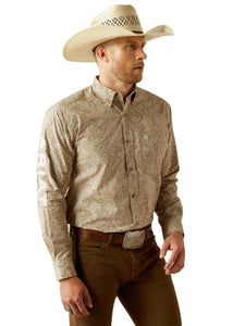 Ariat Men's Team Kason Logo Embroidery Western Shirt (Khaki) 10054692