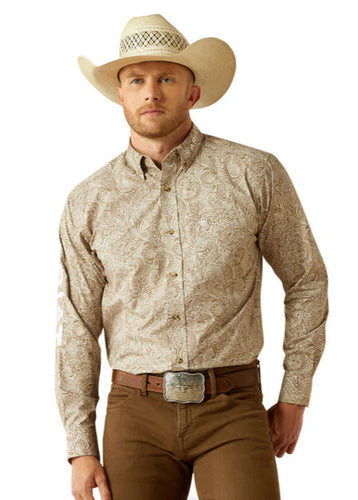 Ariat Men's Team Kason Logo Embroidery Western Shirt (Khaki) 10054692