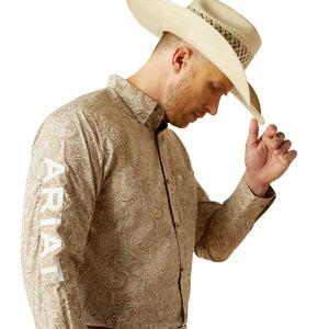 Ariat Men's Team Kason Logo Embroidery Western Shirt (Khaki) 10054692