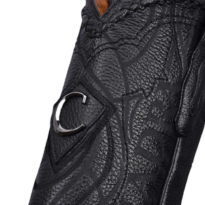 CUADRA Men's Black Deer Laser & Embroidery Round Toe – CU682