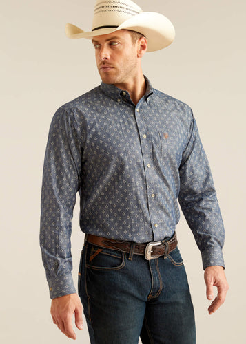 Ariat Men's Shirt Dillion Chambray Blue Print (Blue) 10048434