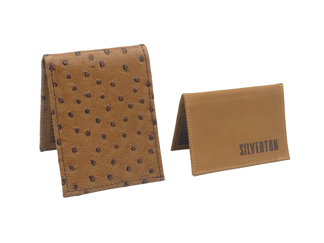 Silverton All Leather Ostrich Print Bi-Fold Wallet (Honey)