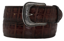 Load image into Gallery viewer, Silverton Croc Belly All Leather Western Belt (Cherry)