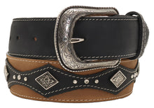 Load image into Gallery viewer, Silverton Concho D5  All Leather Studded Belt (Black/Tobacco)