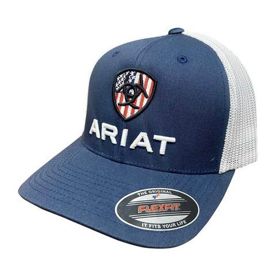 Ariat Navy USA Flag Shield Men's Trucker Cap A300035003