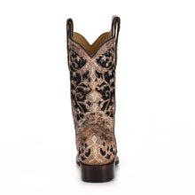 Load image into Gallery viewer, Corral Women&#39;s Black Sequin Inlay Square Toe Western Boot A3648