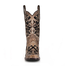 Load image into Gallery viewer, Corral Women&#39;s Black Sequin Inlay Square Toe Western Boot A3648