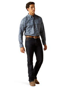 Ariat Men's Eddie Southwestern Print Long Sleeve Button-Down Shirt (Blue) 10051264