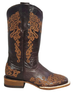 Silverton Diana All Leather Wide Square Toe Boots (Chocolate)