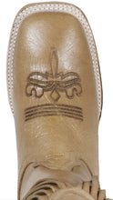 Load image into Gallery viewer, Silverton Chloe Fringe All Leather Wide Square Toe Boots (Beige)