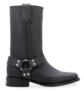Silverton Harley All Leather Square Toe Boots (Black)