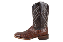 Load image into Gallery viewer, Silverton Ostrich Print All Leather Wide Square Toe Boots (Brown)