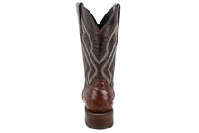Load image into Gallery viewer, Silverton Ostrich Print All Leather Wide Square Toe Boots (Brown)
