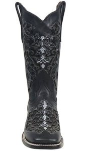 Silverton Grace All Leather Wide Square Toe Boots (Black)