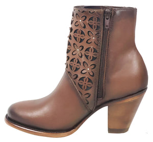 Silverton Reese All Leather Round Toe Short Boots (Brown)