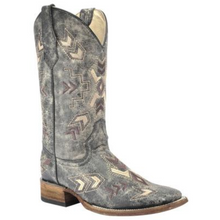 Load image into Gallery viewer, Women&#39;s Circle G Distressed Arrowhead Western Boots (Lt Black) L5253