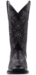 Silverton Celina All Leather Wide Square Toe Boots (Black)