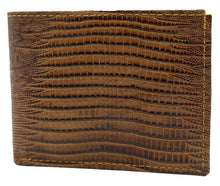 Load image into Gallery viewer, Silverton All Leather Lizard Print Bi-Fold Wallet (Honey)