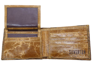 Silverton All Leather Lizard Print Bi-Fold Wallet (Honey)