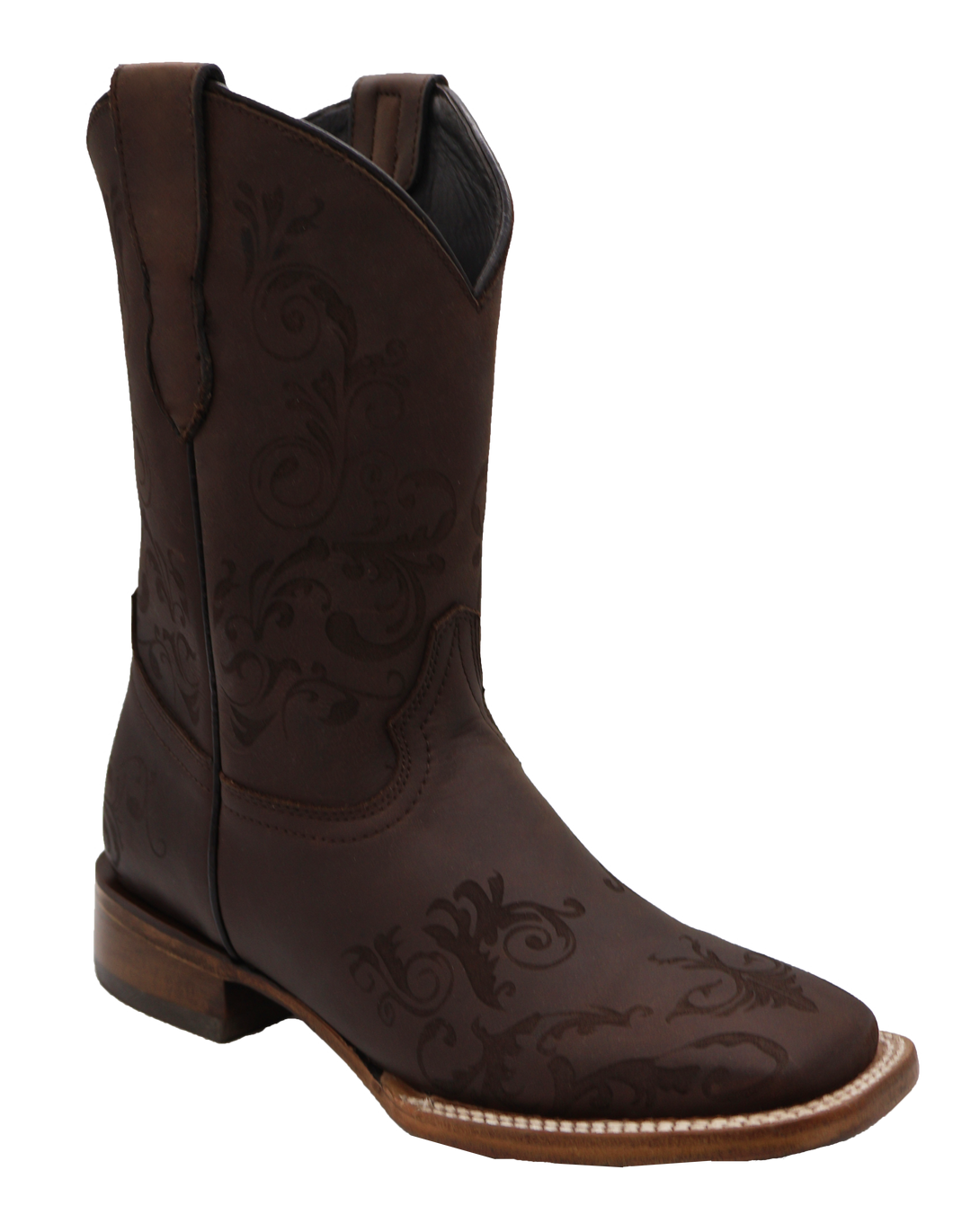 Silverton Bella All Leather Wide Square Toe Boots (Brown)