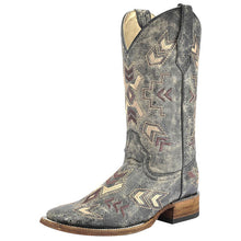 Load image into Gallery viewer, Women&#39;s Circle G Distressed Arrowhead Western Boots (Lt Black) L5253