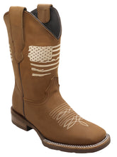 Load image into Gallery viewer, Silverton Patriot Lady All Leather Wide Square Toe Boots (Tobacco)