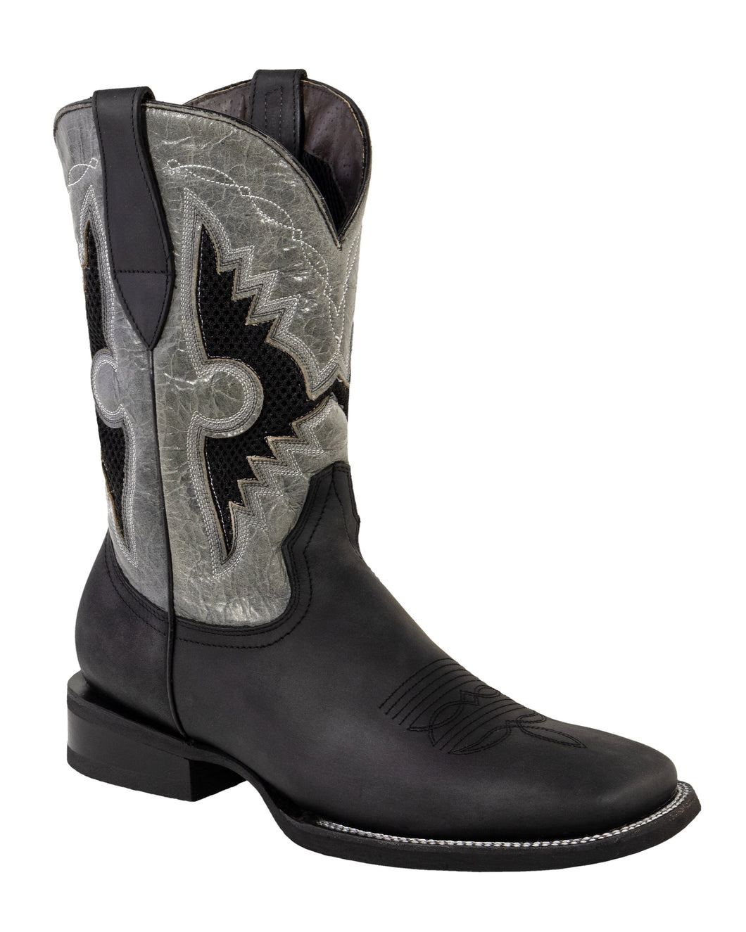 Silverton Phoenix Genuine Leather Wide Square Toe Boots (Black)