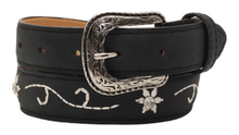 Load image into Gallery viewer, Silverton Flower Dia  All Leather Western Belt (Black)