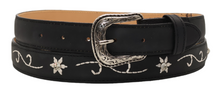 Load image into Gallery viewer, Silverton Flower Dia  All Leather Western Belt (Black)