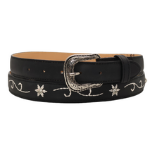 Load image into Gallery viewer, Silverton Flower Dia All Leather Western Kid Belt (Black)