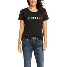 Load image into Gallery viewer, Ariat Ladies Viva Mexico Screen Print Logo Black T-Shirt 10036634