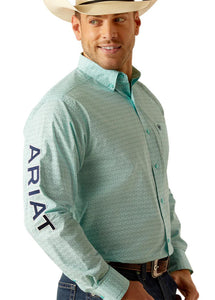 Men's Ariat Team Gian Classic Fit Button Down Shirt (Teal) 10048394