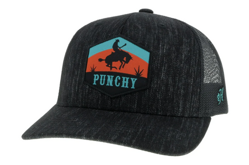 Punchy Black / Black 6-Panel Trucker w Patch Logo - 5027T-BK Punchy Black / Black 6-Panel Trucker w Patch Logo - 5027T-BK