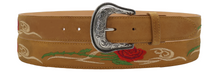 Load image into Gallery viewer, Silverton Rose All Leather Western Belt (Honey)