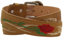 Load image into Gallery viewer, Silverton Rose All Leather Western Belt (Honey)