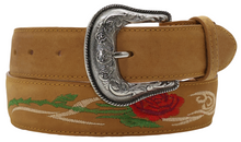 Load image into Gallery viewer, Silverton Rose All Leather Western Belt (Honey)