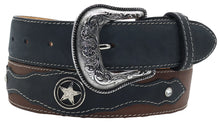 Load image into Gallery viewer, Silverton Concho Star All Leather Western Belt (Black/Brown)