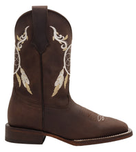 Load image into Gallery viewer, Silverton Dreamcatcher All Leather Wide Square Toe Boots (Choco)