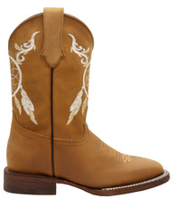 Load image into Gallery viewer, Silverton Dreamcatcher All Leather Wide Square Toe Boots (Honey)