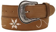 Load image into Gallery viewer, Silverton Flower Dia  All Leather Western Kid Belt (Tobacco)