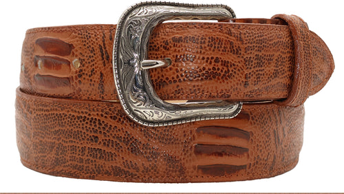 Silverton Ostrich Leg Print Leather Belt (Shedron)