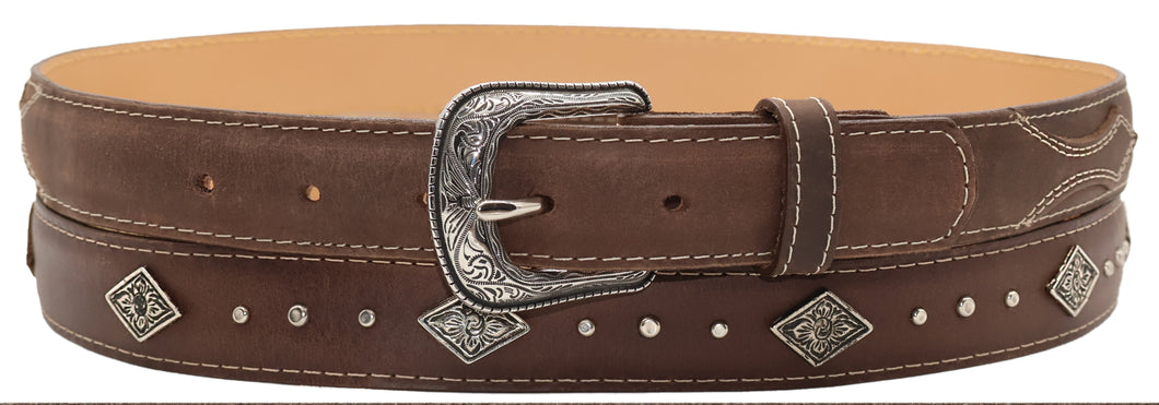 Silverton West Concho 5C All Leather Western Belt (Brown)