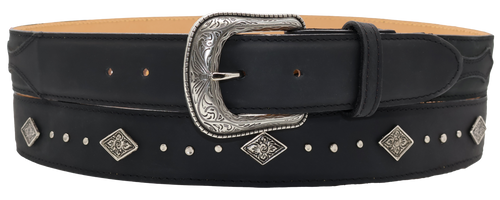 Silverton West Concho 5C All Leather Western Belt (Black)