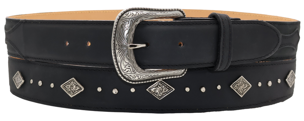 Silverton West Concho 5C All Leather Western Belt (Black)