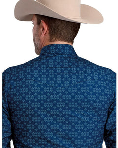 Roper Men's Snap L/S Diamond Western Shirt (Blue) 03-001-0064-0247