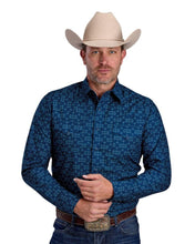 Load image into Gallery viewer, Roper Men&#39;s Snap L/S Diamond Western Shirt (Blue) 03-001-0064-0247