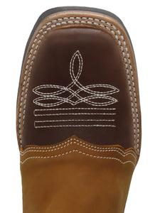 Silverton Carson Genuine Leather Wide Square Toe Boots (Brown)